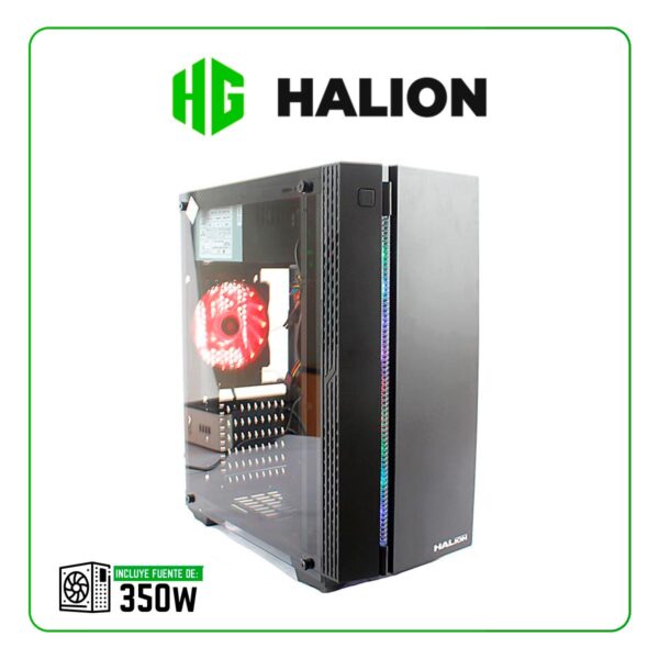 CASE HALION BULL 5516 C/ FUENTE 350W / NEGRO / LED-RGB / USB 3.0 / VIDRIO TEMPLADO (BULL 5516)