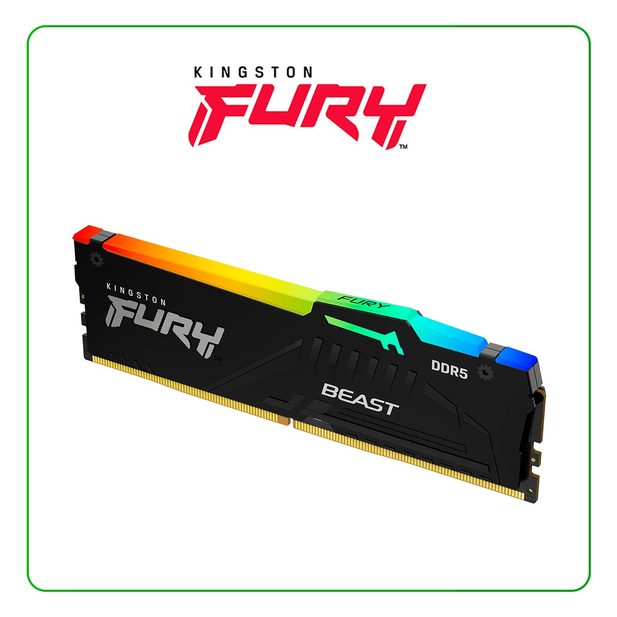 MEMORIA KINGSTON FURY BEAST 8GB DDR5-5200MHZ PC5-41600, CL40, 1.25V, 288-PIN, XMP 3.0, RGB ( KF552C40BBA-8 )