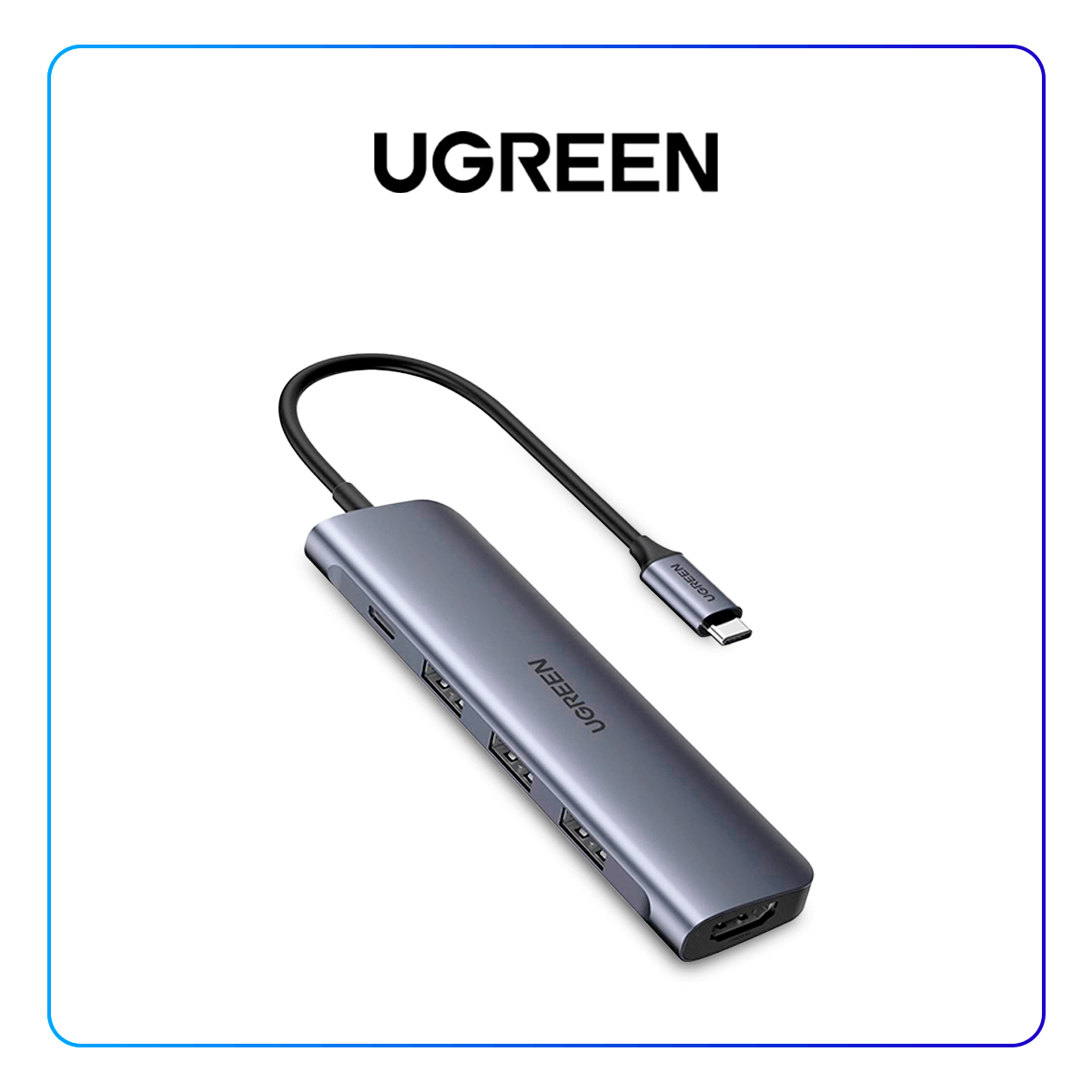 UGREEN HUB USB C 5 EN 1 CON HDMI 4K (3 X USB 3.0, 1 X HDMI, 1 X USB C) CM136 ( 50209 )