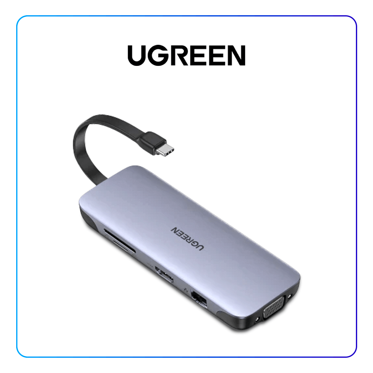 UGREEN HUB USB-C 9 EN 1 (3 USB 3.0 + HDMI + VGA + RJ45 + TF + SF + SD) CM179 ( 40873 )