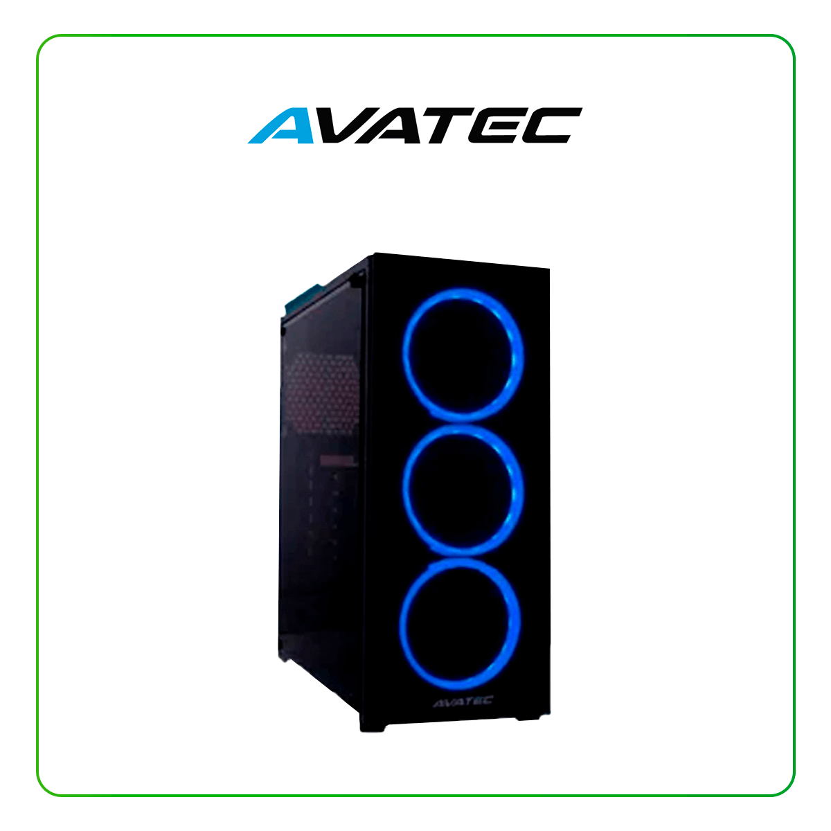 Case Avatec CCA-4603BL C/ Fuente real 450W, Panel Vidrio, Led-Azul. (AV-CCA-4603BL)