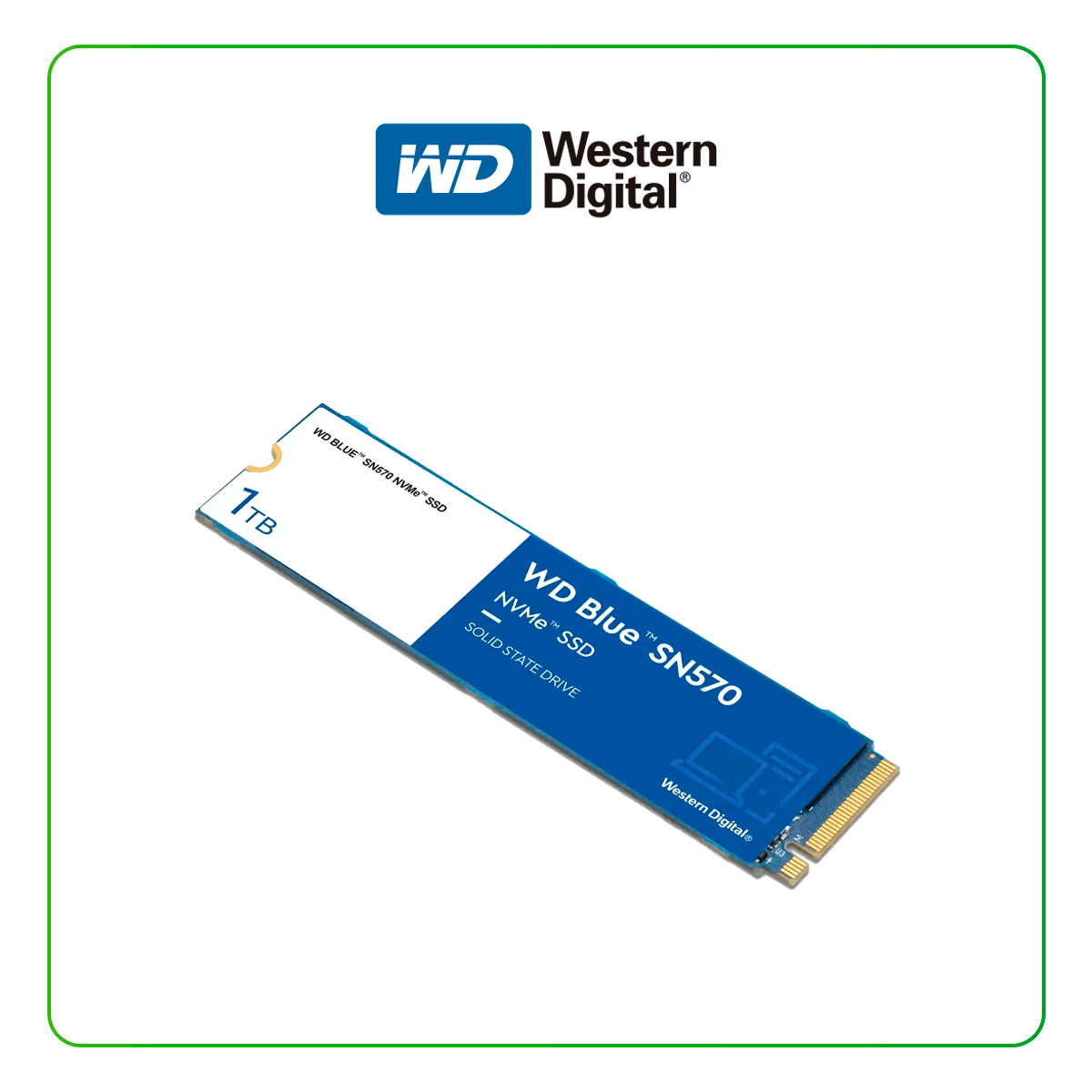 Unidad de estado solido Western Digital Blue SN570, 1TB M.2 2280, PCIe Gen 3.0 x4 NVMe Velocidad de Lectura: 3500 Mbps, Velocidad de Escritura: 3000 Mbps, Chip NAND TLC.