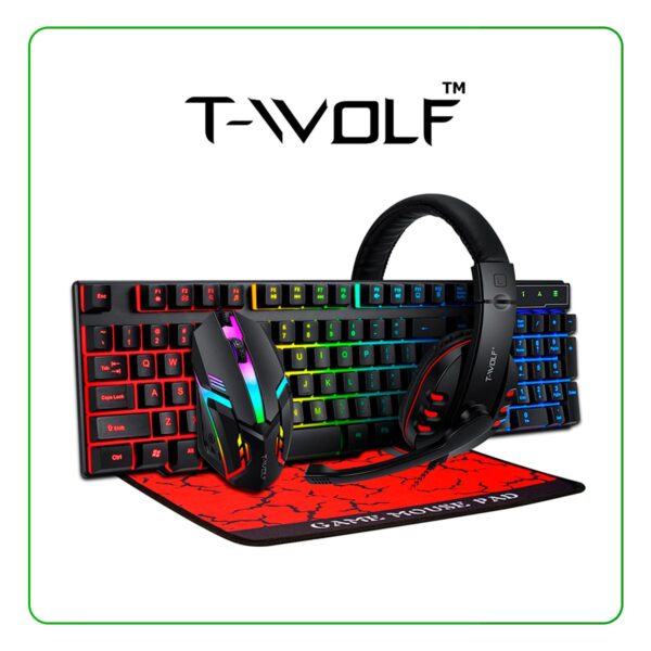 KIT T-WOLF GAMING COMBO TF800 4 EN 1 AUDIFONO + MOUSE PAD + KEYBOARD + MOUSE GAMING SET (S002865)