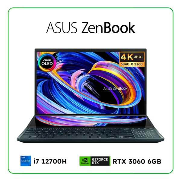 LAPTOP ASUS ZENBOOK PRO DUO 15 OLED UX582ZM-AS76T INTEL CORE I7 12700H / 16GB RAM / 1TB SSD / 15.6″ 4K (3840x2160) OLED, TOUCHSCREEN / NVIDIA RTX 3060 6GB / WINDOWS 11