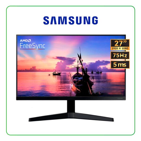 Monitor Samsung con Bordes Ultra Delgados, 27" FHD 1920 x 1080, LED, 75Hz, PANEL IPS, 5MS, AMD FREESYNC, HDMI/VGA - LF27T350FHLXPE
