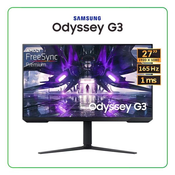 Monitor Gamer Samsung Odyssey G3, 27" FHD 1920 x 1080, 165Hz, PANEL VA, 1MS, FREESYNC PREMIUM, DP/HDMI - LS27AG320NLXPE