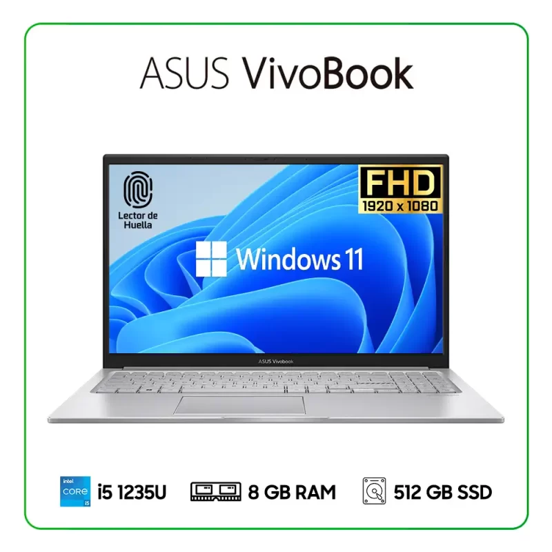LAPTOP ASUS VIVOBOOK 15 X1504Z INTEL CORE I5 1235U / 8GB RAM / 512GB SSD / 15.6” FHD (1920x1080) LED / INTEL IRIS XE / WINDOWS 11
