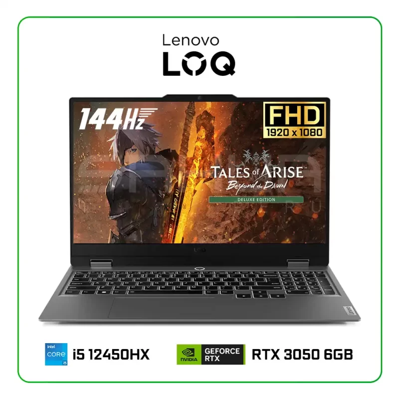 LAPTOP LENOVO LOQ 15 15IAX9 (83GS000BLM) INTEL CORE I5 12450HX / 8GB RAM / 512GB SSD / 15.6” FHD (1920x1080) 144HZ / NVIDIA RTX 3050 6GB / WINDOWS 11 HOME