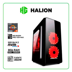 PC GAMER HALION - AMD RYZEN 5 4600G / PATRIOT SIGNATURE PREMIUM 8GB RAM / MSI SPATIUM-M450 500GB SSD / MOTHERBOARD MSI B450M PRO-VDH MAX / FUENTE 350W REAL