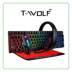 KIT T-WOLF GAMING COMBO TF800 4 EN 1 AUDIFONO + MOUSE PAD + KEYBOARD + MOUSE GAMING SET (S002865)