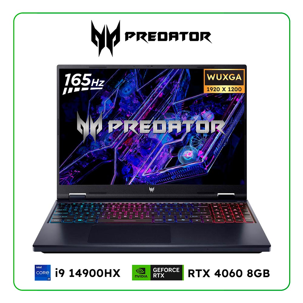 LAPTOP ACER PREDATOR HELIOS NEO 16 PHN16-72-99PA INTEL CORE I9 14900HX / 16GB RAM / 1TB SSD / 16” WUXGA (1920x1200) 165HZ / NVIDIA RTX 4060 8GB / WINDOWS 11 (70112415)