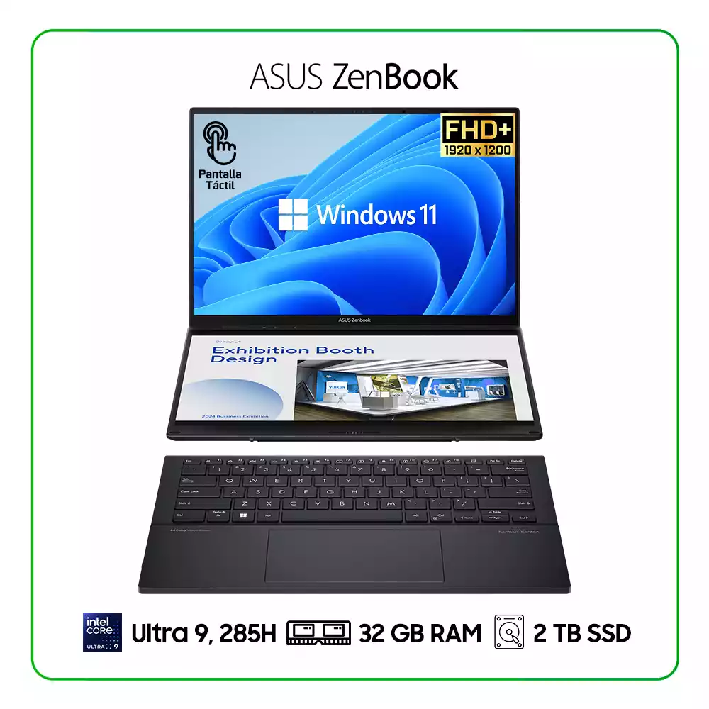 LAPTOP ASUS ZENBOOK DUO UX8406CA-IS99T INTEL CORE ULTRA 9, 285H / 32GB RAM / 2TB SSD / 14" (1920 X 1200), TOUCHSCREEN / WINDOWS 11