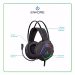 AUDÍFONOS GAMER ENKORE BRAIN 5.1 USB C/MICRO RAINBOW