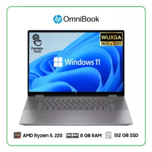 LAPTOP HP OMNIBOOK X FLIP 16-BE0003DX AMD RYZEN 5, 220 / 8GB RAM / 512GB SSD / 16" WUXGA (1920 X 1200), TOUCHSCREEN / WINDOWS 11 HOME