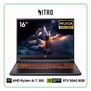 LAPTOP ACER NITRO V 16 ANV16-61-R0YW AMD RYZEN AI 7, 350 / 16GB RAM / 1TB SSD / 16″ WUXGA (1920 X 1200) / NVIDIA RTX 5060 8GB / WINDOWS 11 HOME